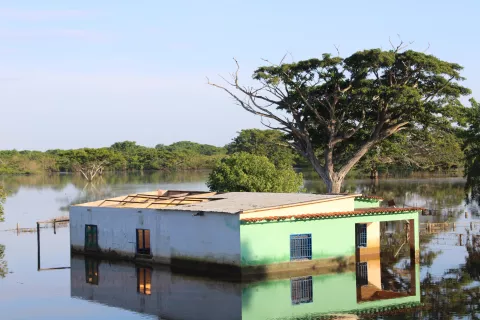 Photo showing effects caused by the Catatumbo River overflow in one of the towns most affected by floods in Zulia state, Venezuela.