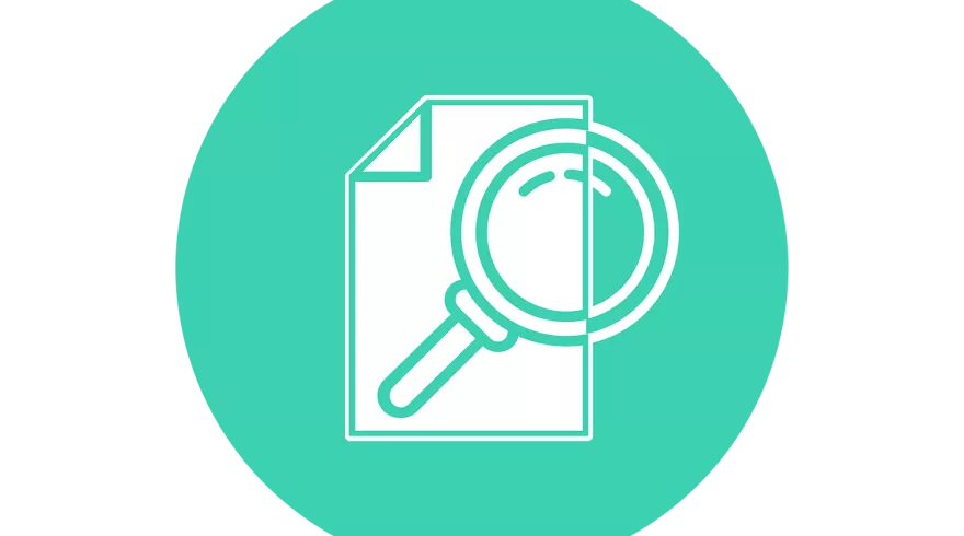 Check Stage Icon with a magnifying glass