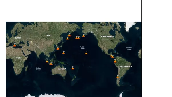 map with volcanoes