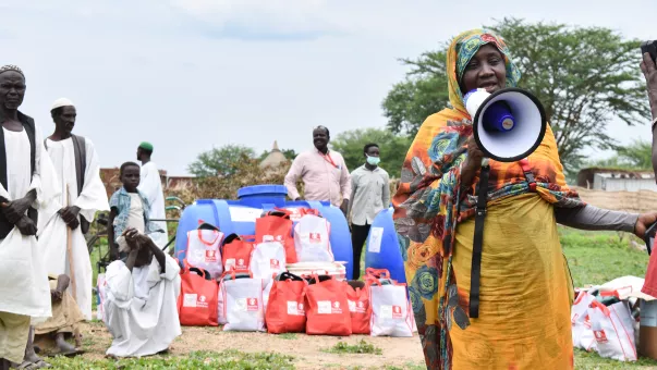 Woman with a megaphone