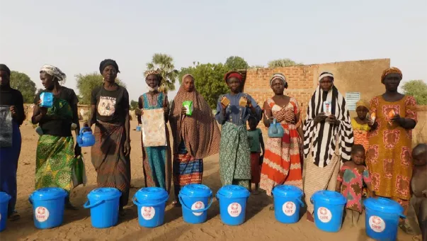 Women with humanitarian kits